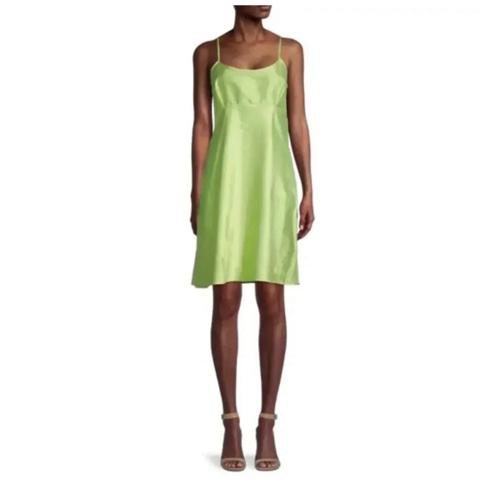 Frances Valentine Satin Slip Dress in Celery Green, Women's Size Large, NWT